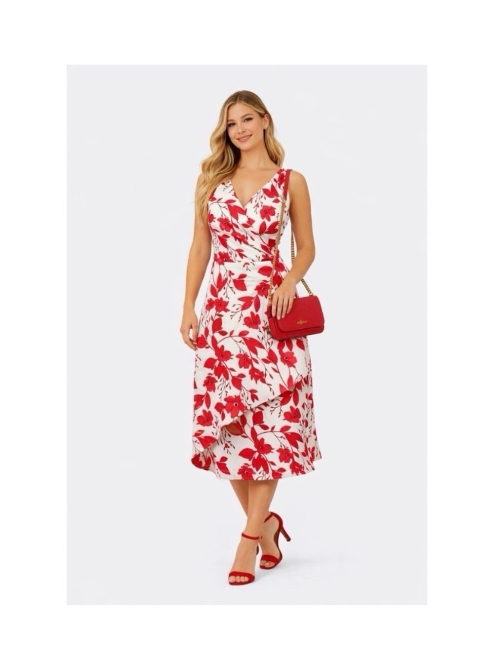 BANANA REPUBLIC White Floral Print Midi Dress - Picture 2 of 9
